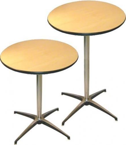 Plywood pedestal table 24&#034; diameter cast aluminum base bullnose edging polyureth for sale
