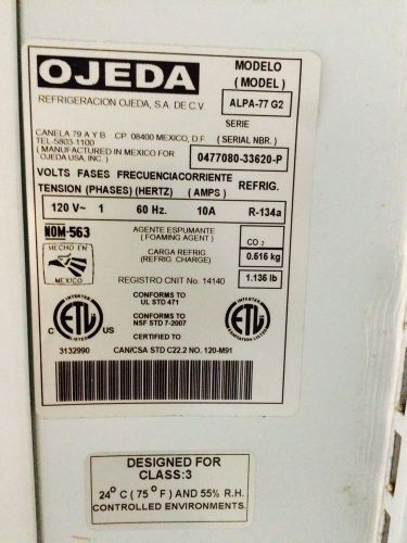 used OJEDA ALPHA 77 G2 35&#034; GRAB AND GO REACH IN PASTRY DELI MEAT DAIRY BEVERAGE