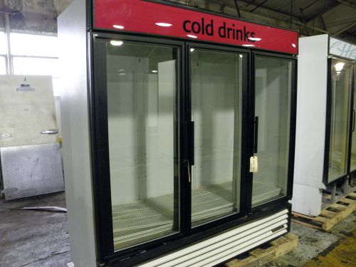 True gdm-72 three door refrigerated beverage deli dairy meat display cooler for sale
