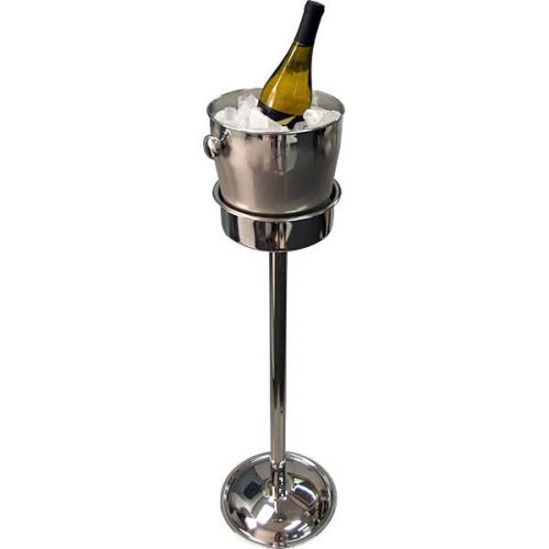 Wine Bucket with Pipe Style Stand - Stainless Steel with Mirror Finish
