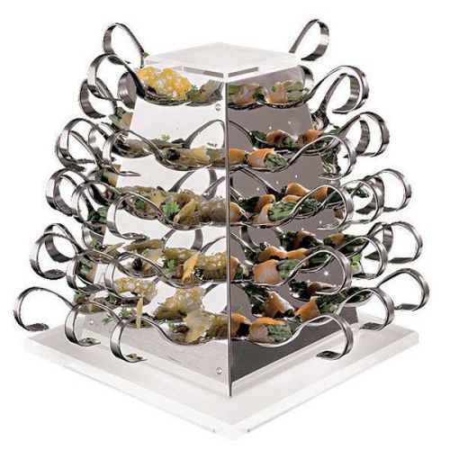 Battery Operated Lite Stainless Steel Rotating  Serving Pyramid