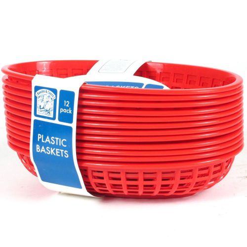 Bakers &amp; chefs red oval plastic foodservice baskets - 12 ct. for sale