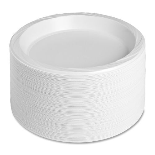 GJO10323 Plastic Plates, Reusable/Disposable, 10-1/4&#034;, 125/PK, White