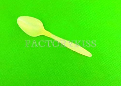 90 x Plastic Ice Cream Kakigori Yogurt Spoon Disposable Party Yellow GBW