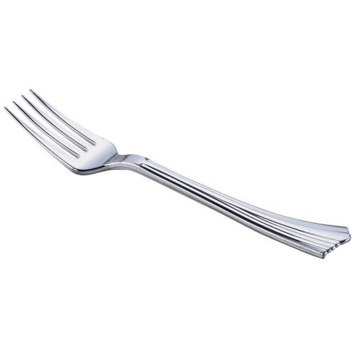 610155 Heavyweight Plastic Forks, Reflections Design, Silver, 600/carton