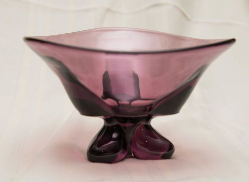 Purple Glass Candy Dish Excellent Condition Heavy Duty