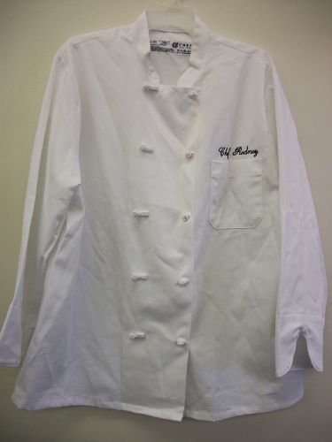 New Chef Designs Chef Jacket Coat White  Embroidered Chef Rodney Size L - RG