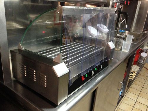 Hot dog roller 18 dogs grill cooker w/ glass hood commercial machine vending for sale