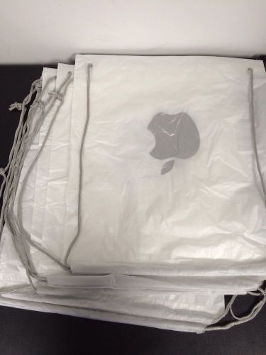 Large Apple store double plastic shopping bag, bag-pack with pull strings 19x16