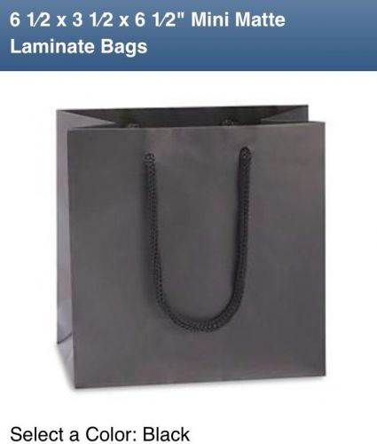 20 Count 6 1/2  X 3 1/2 X 6 1/2 Black Matte Laminate Mini Shopping GiftBag Uline