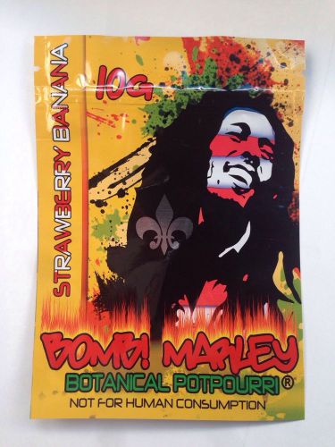 100 Bob Marley 10g *EMPTY** mylar ziplock bags (good for crafts incense jewelry)