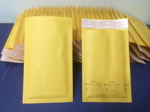 Lot of 35 eco-lite self-sealing kraft bubble padded envelope mailers 4&#034;x7&#034; #000 for sale