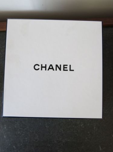 CHANEL GIFT BOX ~8” x 8”  &amp; RIBBON~ White Gold &amp; Black 