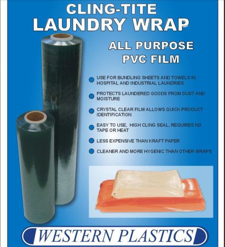 Western plastics laundry wrap 36&#034; x 45ga x 5000&#039; pvc also pallet shrink film for sale