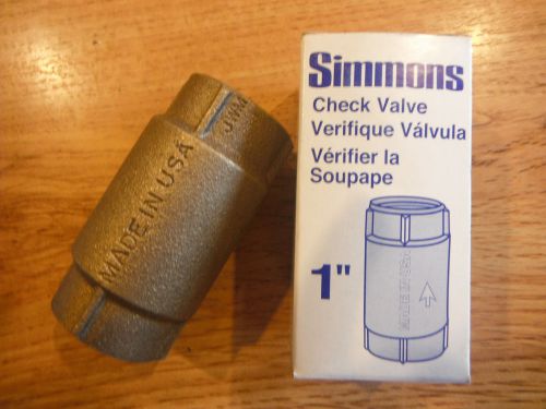 Brass Check Valve 1&#034; Simmons Mfg. 503SB - New in Box - Lead Free, Made in USA!