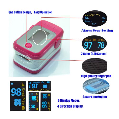 Hot ! 5 color OLED FDA CE Finger Pulse Oximeter SPO2 PR Monitor pulsioximetro CE