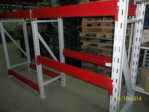 Pallet racking, lot of 16 uprights 60 beams, ridg-u-rak, used, 24&#034;x5&#039;, 51&#034; for sale