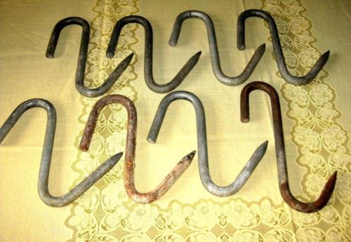 Vintage Lot of 8 Strong MEAT HOOKS Swift &amp; Others 8&#034; &amp; 10&#034; Long