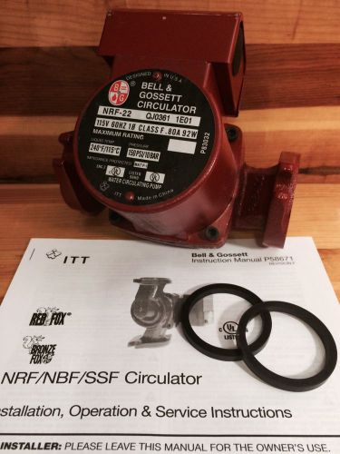 Bell &amp; gossett nrf-22 qj0361 water circulator pump 115v, 22 gpm (305) for sale