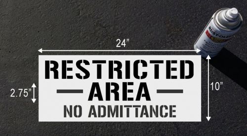&#034;restricted area no admittance&#034; stencil sign for floor and wall for sale