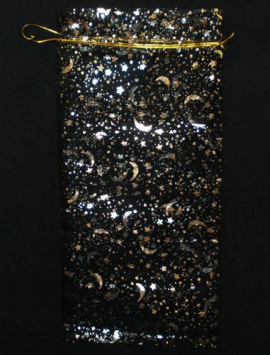 10pcs Organza Moon Star Black Gift Wine Bottle Pouch Bags 6.5 x 11.5&#034; 17x30cm