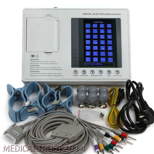 LCD Digital 3-channel 12-lead ECG EKG Electrocardiograph Machine interpretation