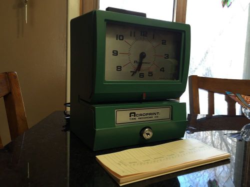 Vintage Acroprint Employee Time Clock Punch Out Stamp Recorder W/ Time Cards