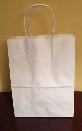 26 NEW Cub White Paper Shopping Bags by Uline - 8 x 4 1/2 x 10 1/4 (#S-7262)