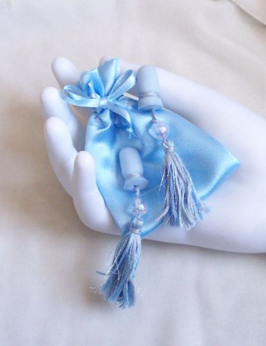 Sparkling light blue tassels iridescent beads sound reduction ear plugs &amp; bag for sale