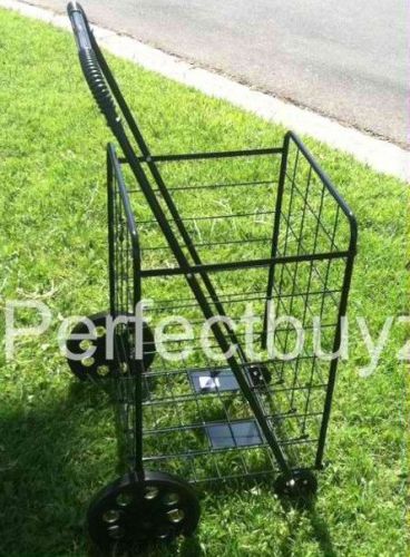 Black folding shopping~laundry cart folds flat ~ holds 150lbs strong body steel for sale