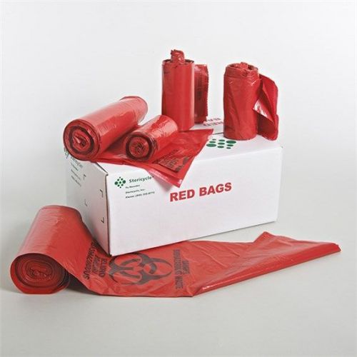45 gallon red bags for biohazardous waste new 80 bags 4 rolls of 20 for sale