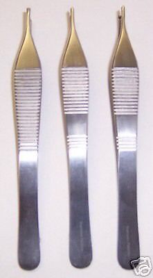 3 Adson Tissue 1X2 &amp; Serrated Forceps 4.75&#034; Surgical Plastic Surgery INSTRUMENTS