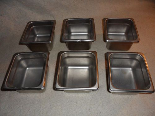 6 Next Day Gourmet stainless steel steam table pans 4.5 by 5.25