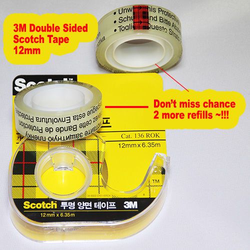 3M Scotch transparency DOUBLE SIDED Office Tape 12mm Buy 1, Get 2 Free Refill