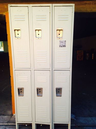 6 door metal gym / school / work lockers - 6 metal lockers in set for sale