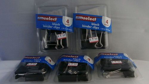 New Office Select Black Binder Clips 1.25 in. Lot of 5 Packs