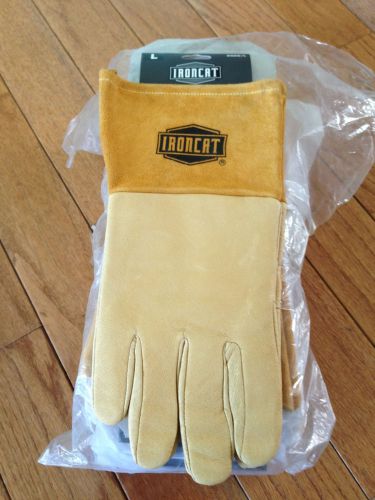 New - IRONCAT 6020/L Welding Gloves, Cowhide, Tan/Gold, 1-Pair, Size Large
