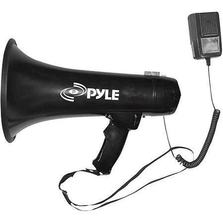 New Pyle 40W Professional Megaphone/Bullhorn w Siren and 3.5mm Auxiliary Input