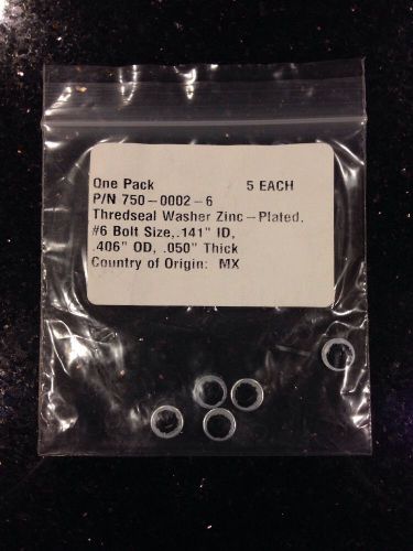 Thredseal Washer Zinc-Plated. #6 Bolt Size. Pack Of 5. Free Shipping.