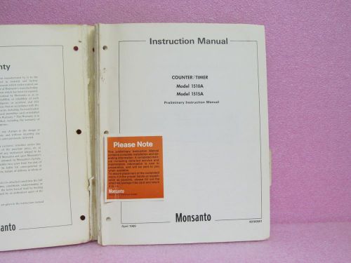 Monsanto Manual 1510A, 1515A Counter/Timer Preliminary Oper. Instr. w/Schem.