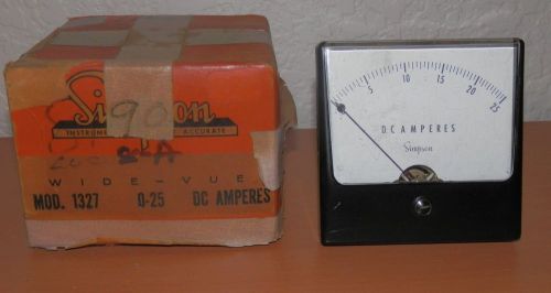 IN Box SIMPSON MODEL 1227 0-25 DC AMPERES PANEL METER with BOX