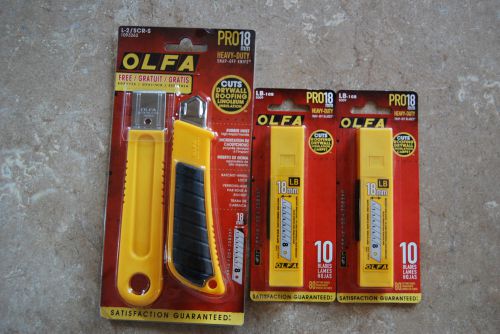 OLFA L-2 Utility Knife PRO18 &amp; SCR-S Scrapper w/2pks Replacement Blades LB-10B