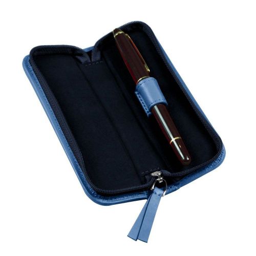 LUCRIN - Single-pen zip-up case - Smooth Cow Leather - Royal Blue