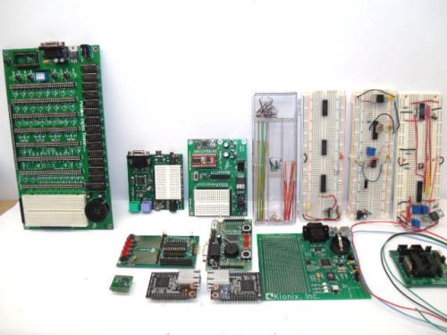 HUGH LOT OF DEVELOPMENT BOARDS BREADBOARDS WITH MISC. COMPONENTS, DONT MISS THIS