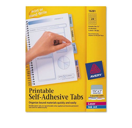 Avery Printable Self Adhesive Tabs Select Quantity and Color16281 New Item