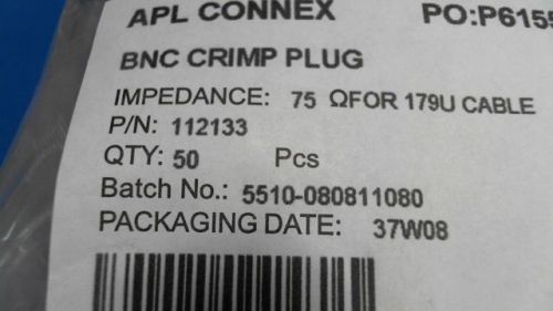 10-PCS RF BNC PLUG STRAIGHT 75 OHM CRIMP AMPHENOL 112133