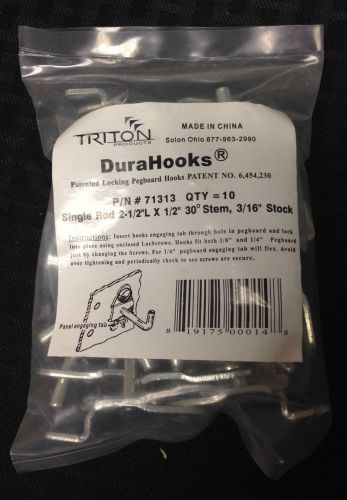 Triton Products Durahooks Patented Locking Pegboard Hooks 71313 Pack of 10