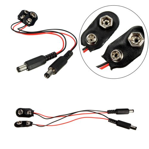 2x Pro 9V Battery Power I-Type Cable Plug Clip Barrel Jack Connector For Arduino