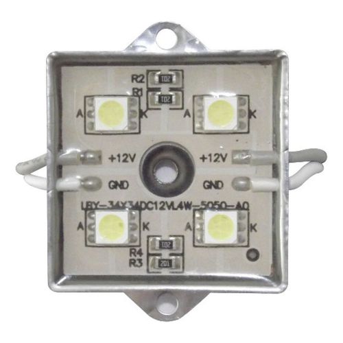 100pcs SMD 5050 Metal Shell Waterproof LED Module (4 LEDs, White Light, 0.96W )