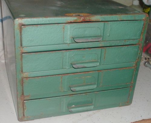 Vintage Green parts cabinet 10 inch wide by 10 inch deep by 8 high, 4 drawers